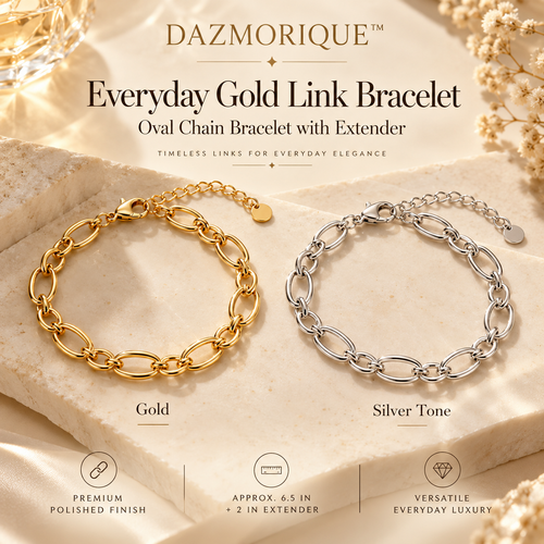 Everyday Gold Link Bracelet – Oval Chain Bracelet with Extender