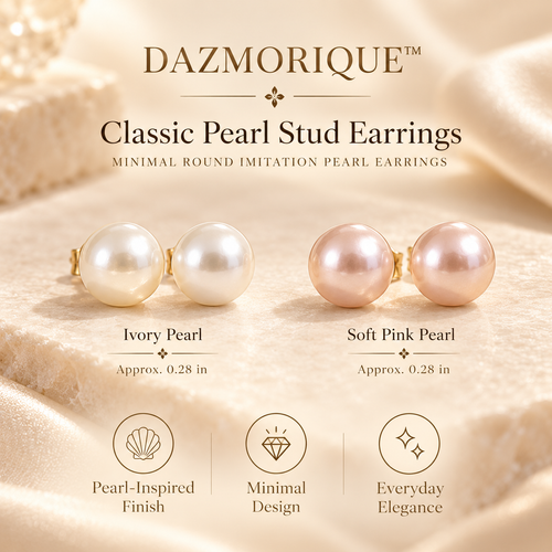 Classic Pearl Stud Earrings – Minimal Round Imitation Pearl Earrings
